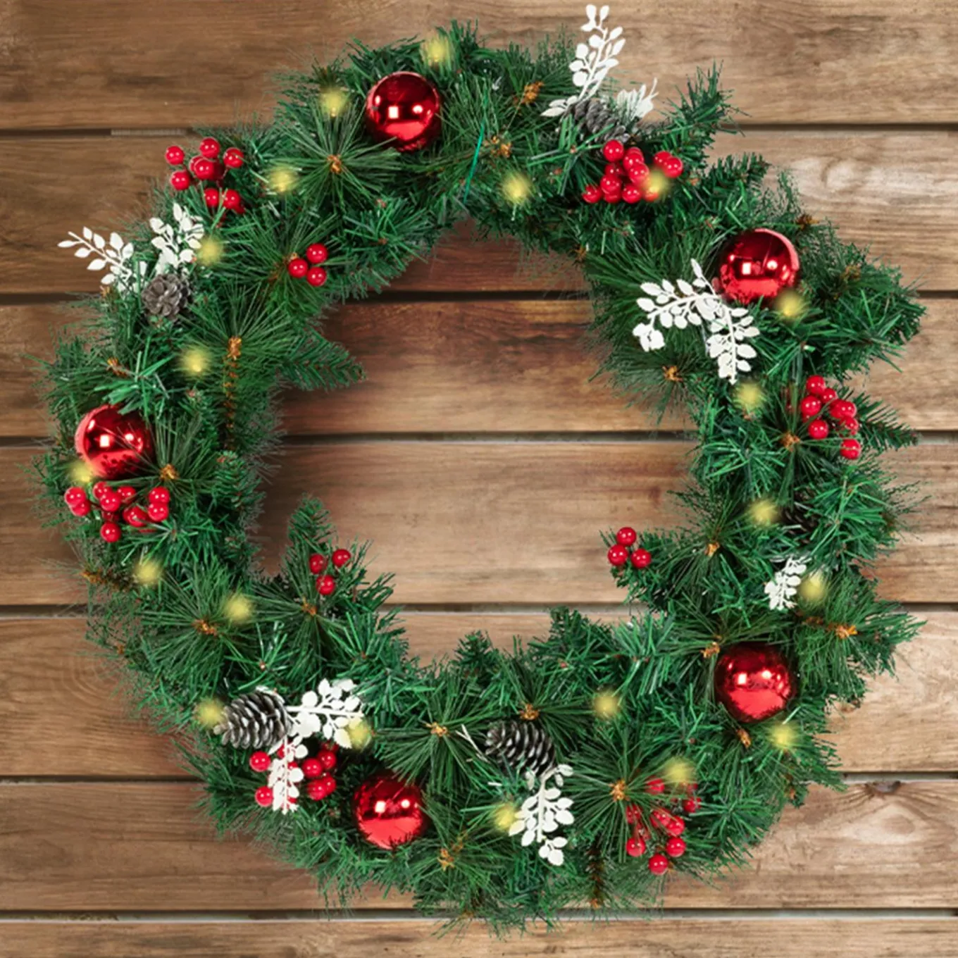 IDMarket Couronne de Noël avec 20 LED blanche* Décoration Et Accessoires|Plantes Artificielles