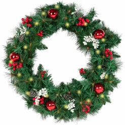 IDMarket Couronne de Noël avec 20 LED blanche* Décoration Et Accessoires|Plantes Artificielles