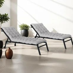 IDMarket Coussin bain de soleil transat gris 180 cm* Bains De Soleil|Fauteuils De Jardin