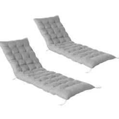 IDMarket Coussin bain de soleil transat gris 180 cm* Bains De Soleil|Fauteuils De Jardin