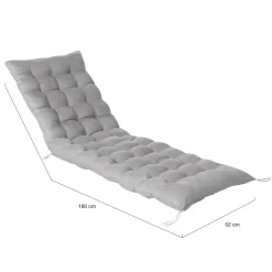 IDMarket Coussin bain de soleil transat gris 180 cm* Bains De Soleil|Fauteuils De Jardin