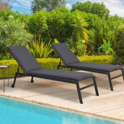 IDMarket Coussins transat gris 190 cm* Bains De Soleil|Fauteuils De Jardin