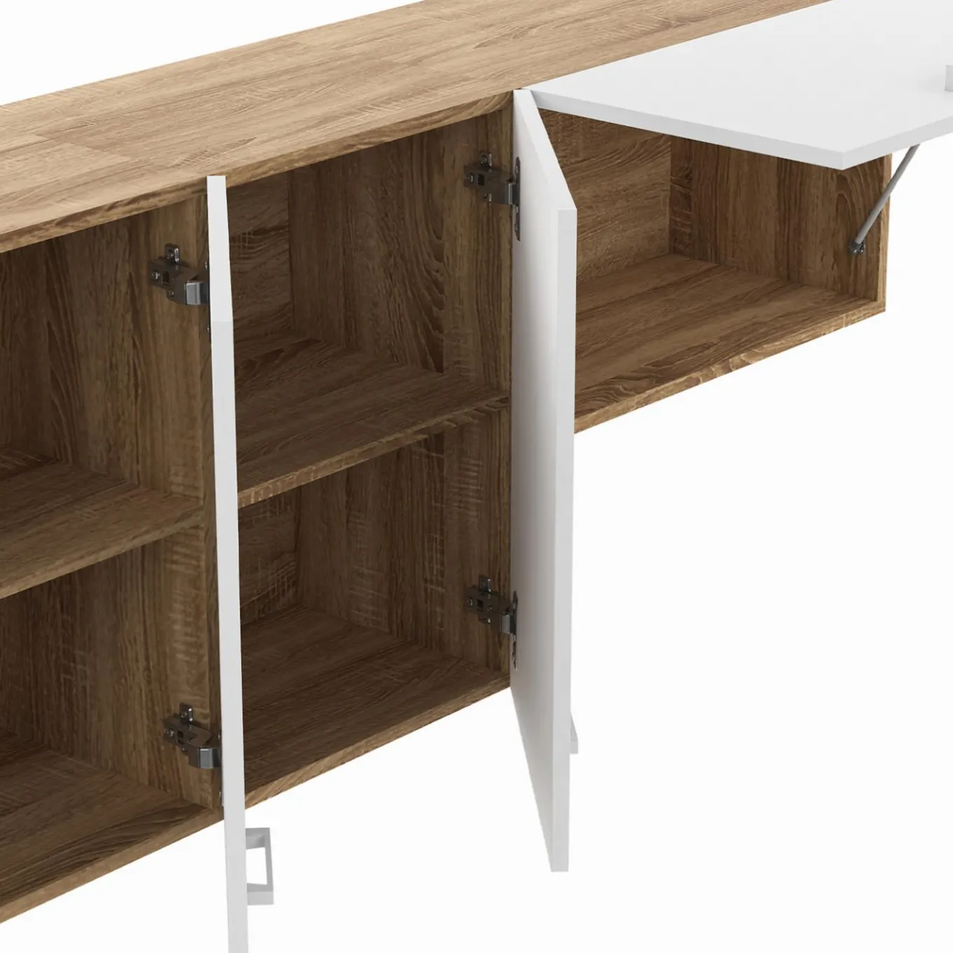 IDMarket Cuisine complète 180 cm avec plan de travail bois et blanc* Meubles Hauts|Meubles Bas