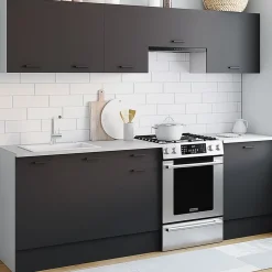 IDMarket Cuisine complète 240 cm avec plan de travail blanc et gris* Meubles Hauts|Meubles Bas