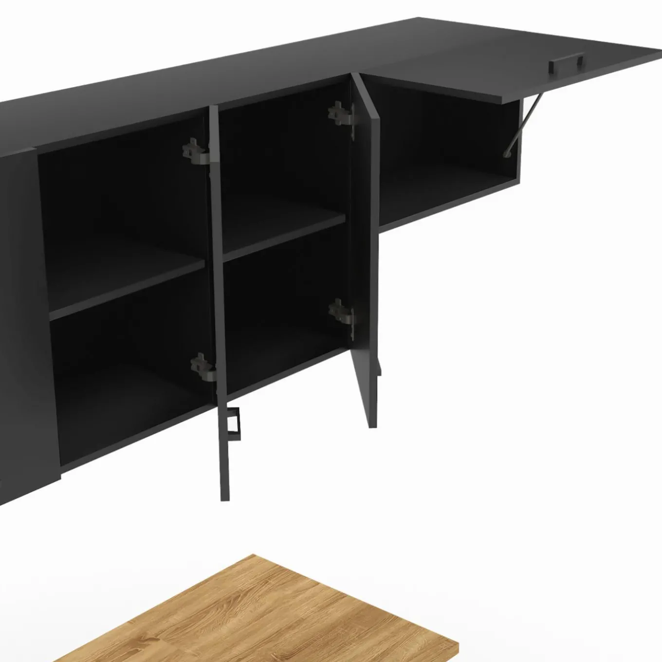IDMarket Cuisine complète 180 cm avec plan de travail bois et noir* Meubles Hauts|Meubles Bas