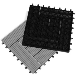 IDMarket Dalles de terrasse mosaïques clipsables bois composite gris 30 x 30 cm* Revêtement Sol Extérieur