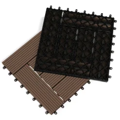 IDMarket Dalles de terrasse mosaïques clipsables bois composite taupe 30 x 30 cm* Revêtement Sol Extérieur