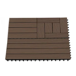 IDMarket Dalles de terrasse mosaïques clipsables bois composite taupe 30 x 30 cm* Revêtement Sol Extérieur
