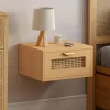 IDMarket de 2 tables de chevet murables 1 tiroir étagère suspendue cannage et bois* Collection Cannage|Chambre Complète Adulte