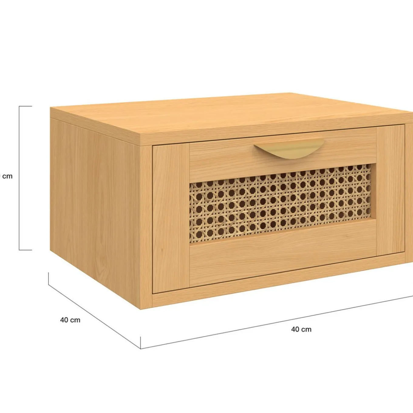 IDMarket de 2 tables de chevet murables 1 tiroir étagère suspendue cannage et bois* Collection Cannage|Chambre Complète Adulte
