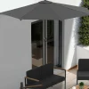 IDMarket Demi parasol de balcon plage CORTE gris 2,7x1,35 M avec housse* Parasols