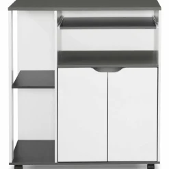 IDMarket Desserte à roulettes blanche et grise 76 cm* Petits Meubles|Meubles De Cuisine Avec Plan De Travail