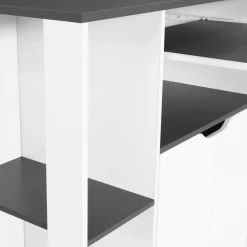 IDMarket Desserte à roulettes blanche et grise 76 cm* Petits Meubles|Meubles De Cuisine Avec Plan De Travail