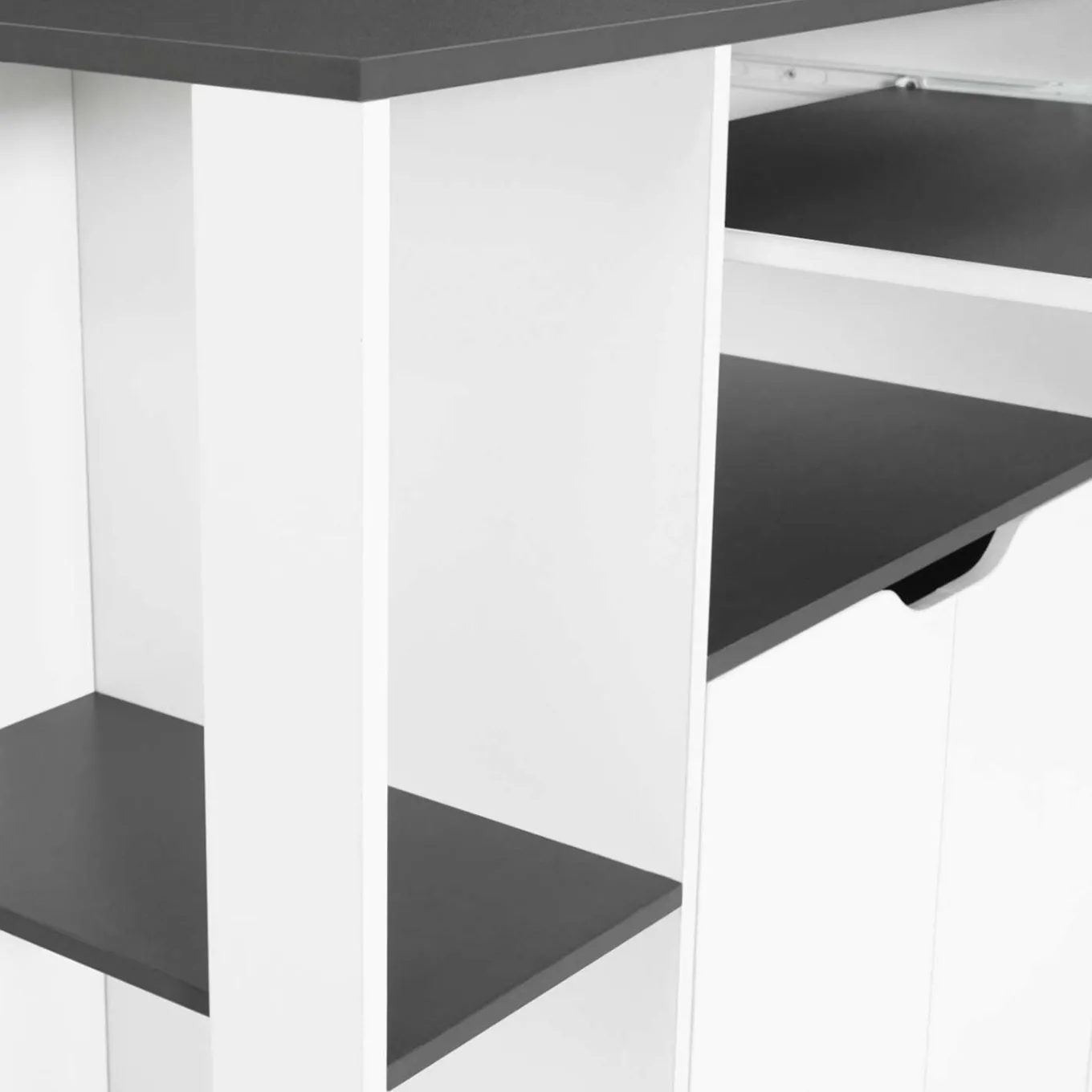 IDMarket Desserte à roulettes blanche et grise 76 cm* Petits Meubles|Meubles De Cuisine Avec Plan De Travail