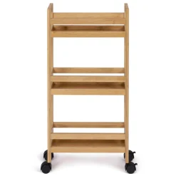 IDMarket Desserte bambou sur roulettes 3 niveaux* Collection Bambou|Meubles Salle De Bain