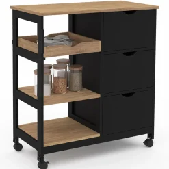 IDMarket Desserte de cuisine 3 paniers et 1 plateau amovible L.76 CM* Meubles De Cuisine Avec Plan De Travail|Buffets De Cuisine