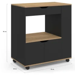 IDMarket Desserte micro-onde placard tiroir épices noir* Petits Meubles|Meubles De Cuisine Avec Plan De Travail