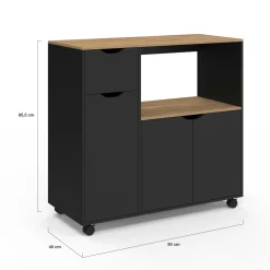 IDMarket Desserte micro-onde xxl bois noir* Petits Meubles|Meubles De Cuisine Avec Plan De Travail