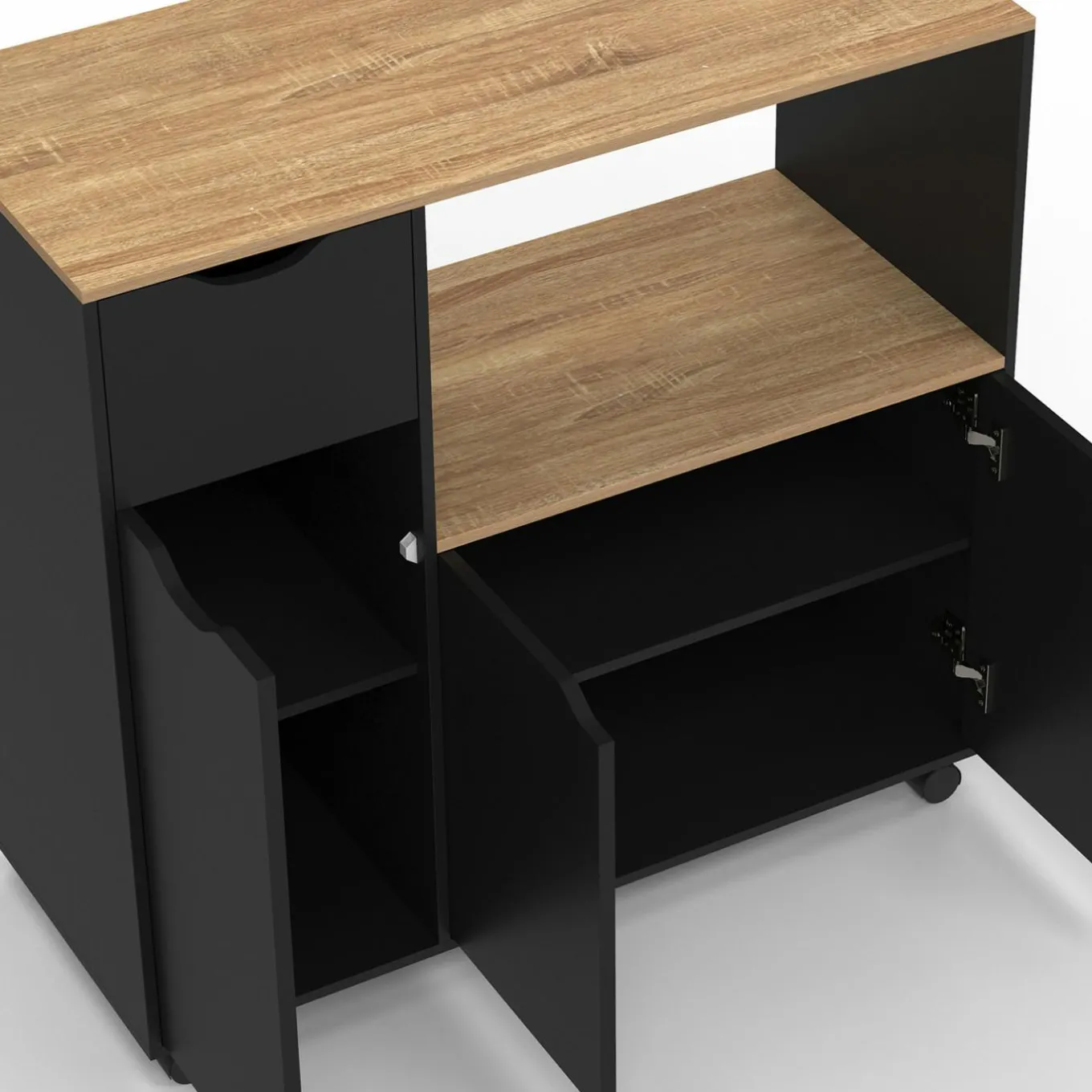 IDMarket Desserte micro-onde xxl bois noir* Petits Meubles|Meubles De Cuisine Avec Plan De Travail