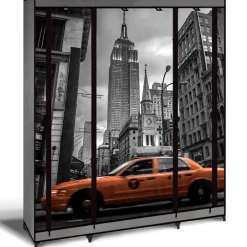 IDMarket Dressing armoire en tissu imprimé New York* Rangement Et Accessoires|Chambre Complète Adulte