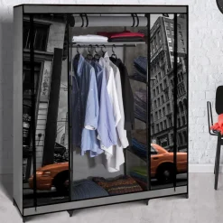 IDMarket Dressing armoire en tissu imprimé New York* Rangement Et Accessoires|Chambre Complète Adulte