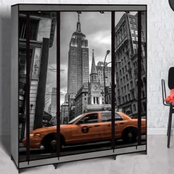 IDMarket Dressing armoire en tissu imprimé New York* Rangement Et Accessoires|Chambre Complète Adulte