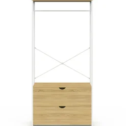 IDMarket Dressing bois et métal blanc* Collection Industrielle|Chambre Complète Adulte