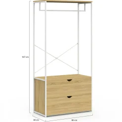 IDMarket Dressing bois et métal blanc* Collection Industrielle|Chambre Complète Adulte
