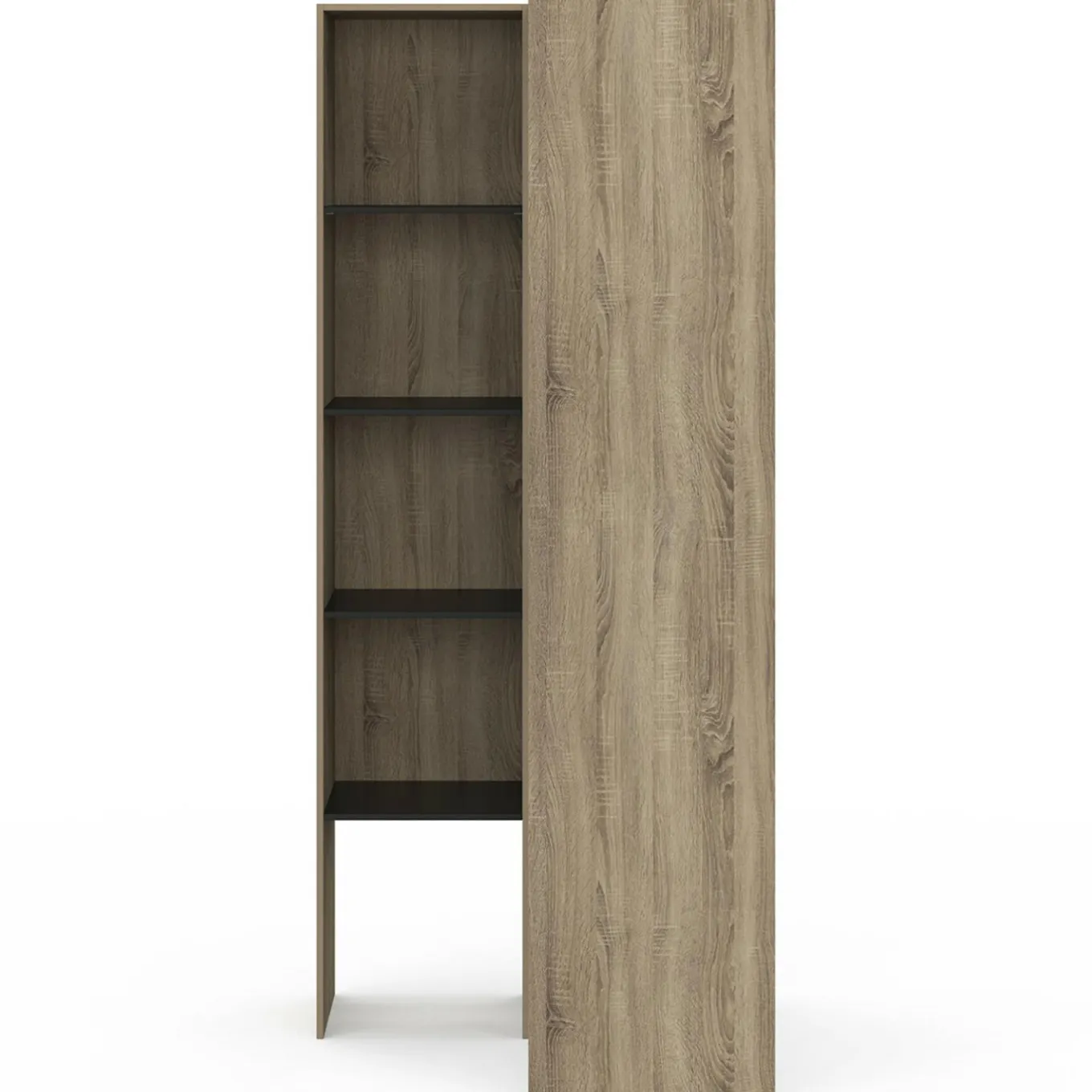 IDMarket Dressing d'angle modulable L. 90 / 127 cm double penderie + étagères bois et noir* Collection Agencement Magasin|Dressings Et Portants Vêtements