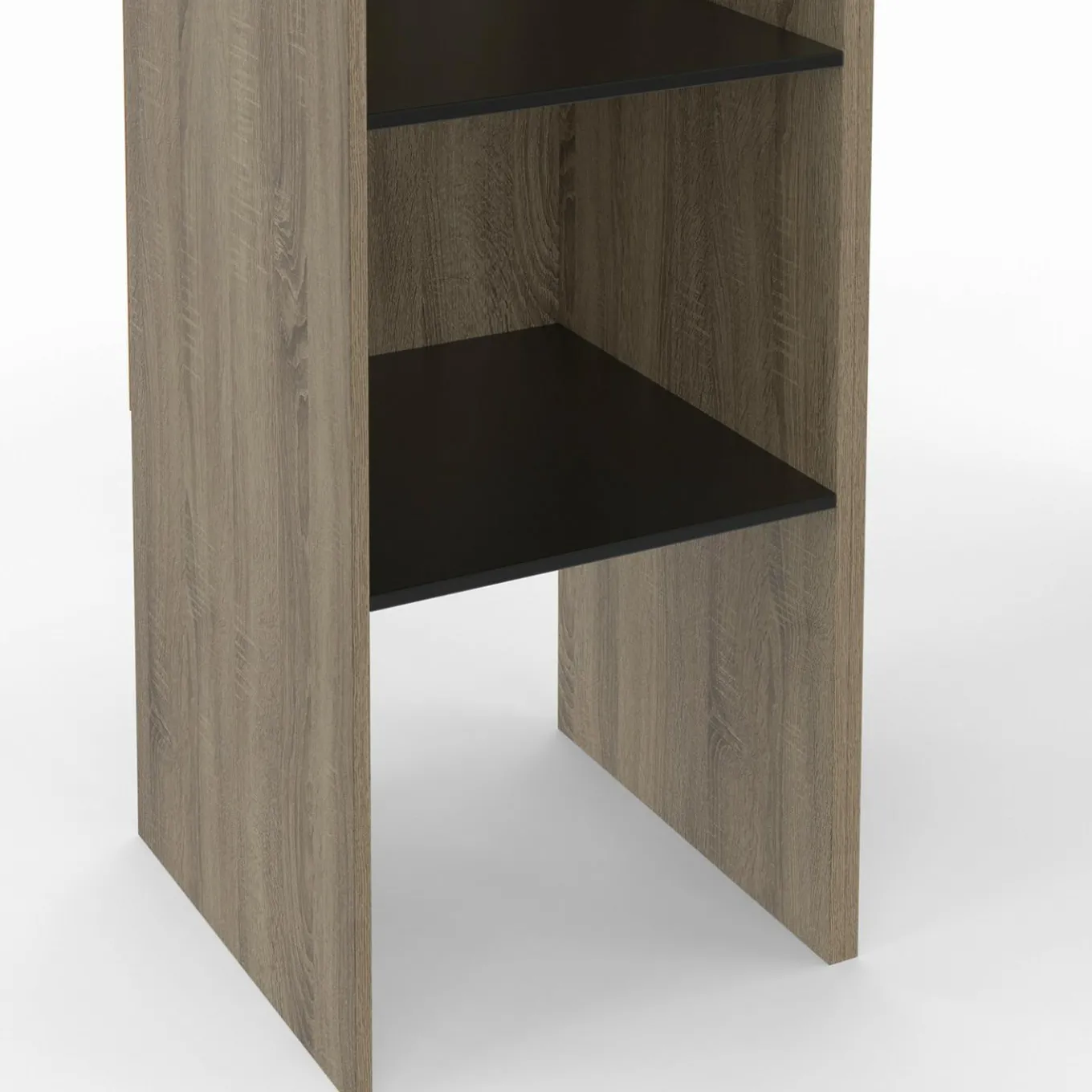 IDMarket Dressing d'angle modulable L. 90 / 127 cm double penderie + étagères bois et noir* Collection Agencement Magasin|Dressings Et Portants Vêtements