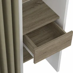 IDMarket Dressing extensible double blanc et bois avec rideau taupe* Collection Design|Collection Contemporaine