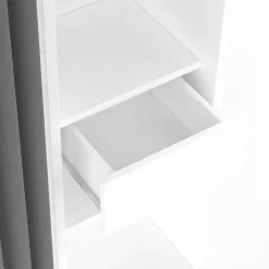 IDMarket Dressing extensible double blanc avec rideau gris* Meubles Hauts|Meubles Blancs