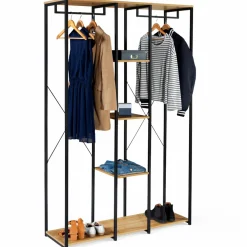 IDMarket Dressing industriel 120 cm métal noir et bois* Meubles Hauts|Collection Agencement Magasin