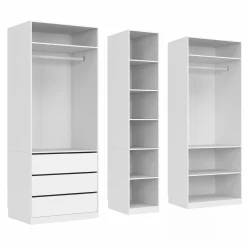 IDMarket Dressing modulable blanc avec 2 penderies, 10 étagères et 3 tiroirs* Dressings Et Portants Vêtements