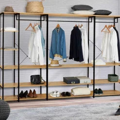 IDMarket Dressing ouvert industriel 167 cm* Collection Industrielle|Chambre Complète Adulte