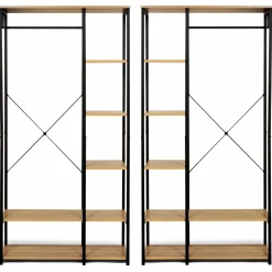 IDMarket Dressing ouvert industriel 167 cm double penderie* Collection Industrielle|Chambre Complète Adulte
