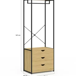 IDMarket Dressing penderie 3 tiroirs L.60 cm design industriel* Dressings Et Portants Vêtements|Chambre Complète Adulte