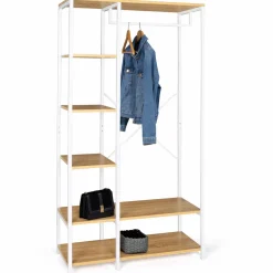 IDMarket Dressing penderie avec étagère style industriel blanc 90 cm* Meubles Hauts|Collection Agencement Magasin