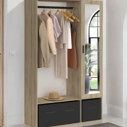 IDMarket Dressing penderie avec étagères et rangements noirs* Dressings Et Portants Vêtements