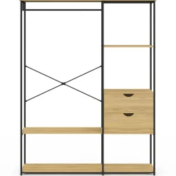 IDMarket Dressing penderie avec étagères et 2 tiroirs L. 130 cm design industriel* Dressings Et Portants Vêtements