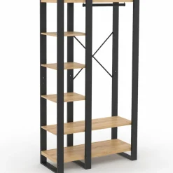 IDMarket Dressing penderie avec étagère noir et bois 90 cm* Meubles En Bois|Collection Design