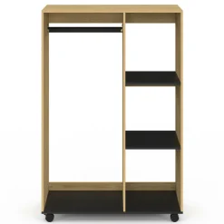 IDMarket Dressing penderie RACHEL 80 x 40 x 120 cm à roulettes hêtre et noir* Collection Contemporaine|Dressings Et Portants Vêtements
