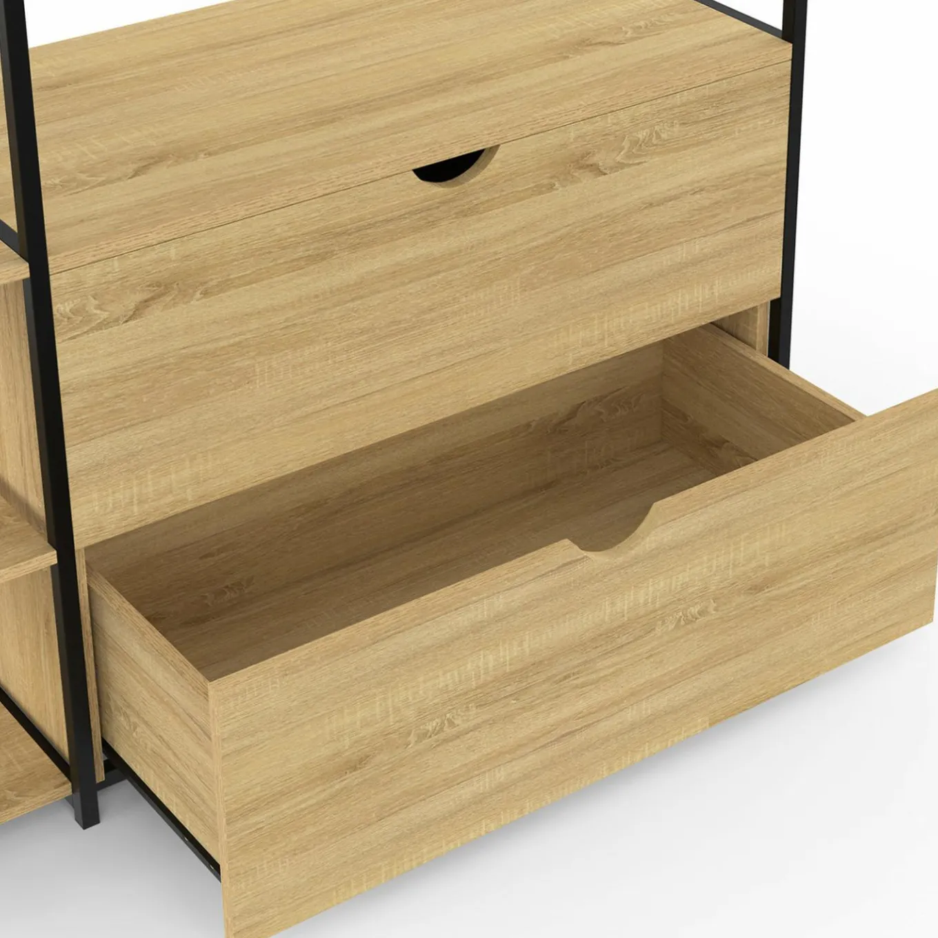 IDMarket Dressing penderie étagères 2 tiroirs design industriel L. 113 cm* Collection Agencement Magasin|Dressings Et Portants Vêtements