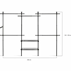 IDMarket Dressing télescopique extensible 5 penderies 2 paniers en métal noir* Chambre Complète Adulte|Dressings Et Portants Vêtements