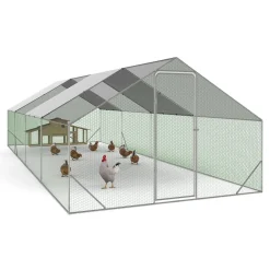 IDMarket Enclos à poules 24 m2 parc grillagé 8x3m* Volières Et Enclos
