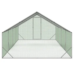 IDMarket Enclos à poules 24 m2 parc grillagé 8x3m* Volières Et Enclos