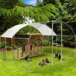 IDMarket Enclos poulailler 7,5 m 2 avec toit dôme* Volières Et Enclos