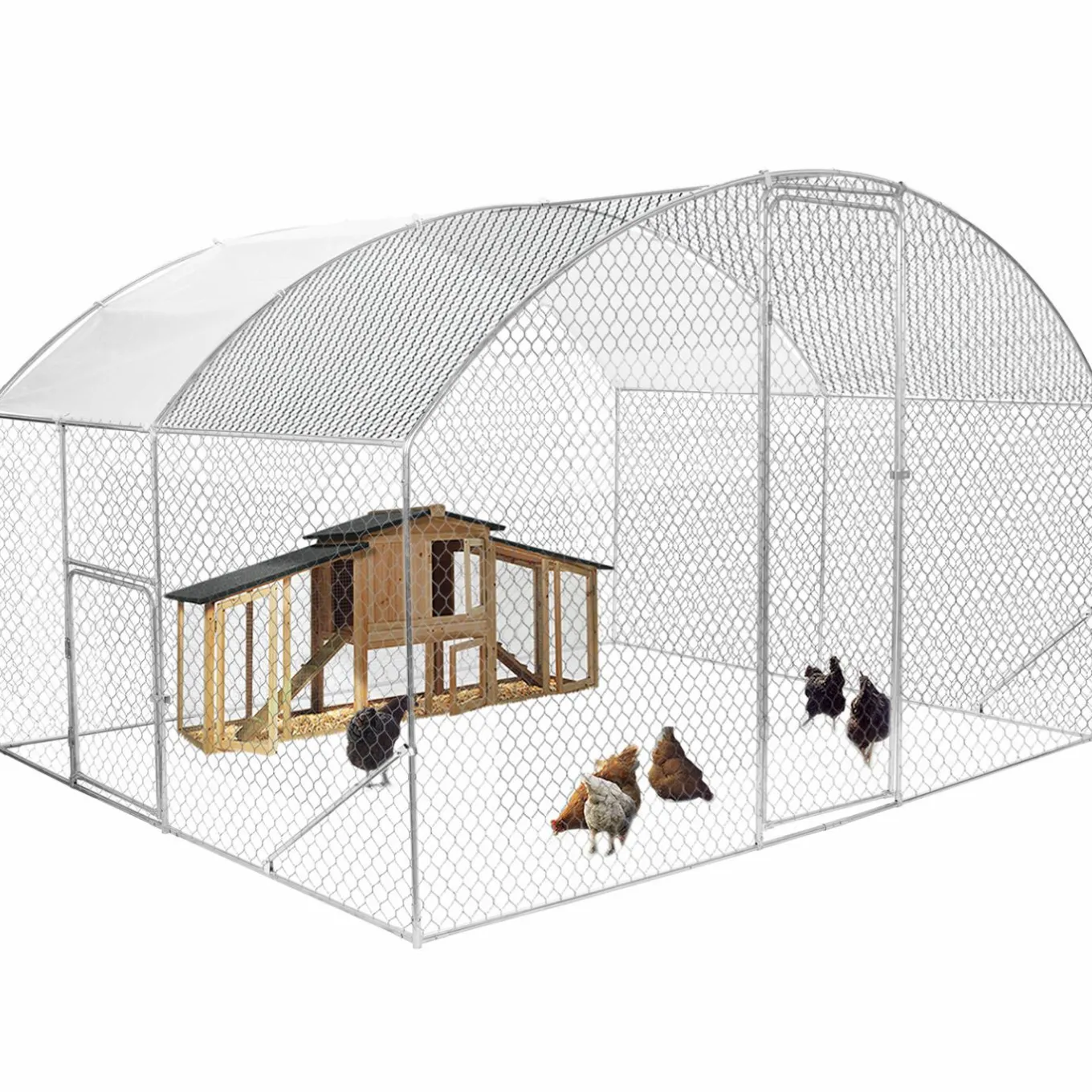 IDMarket Enclos poulailler 7,5 m 2 avec toit dôme* Volières Et Enclos