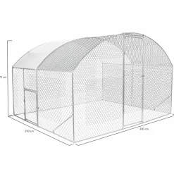 IDMarket Enclos poulailler 7,5 m 2 avec toit dôme* Volières Et Enclos