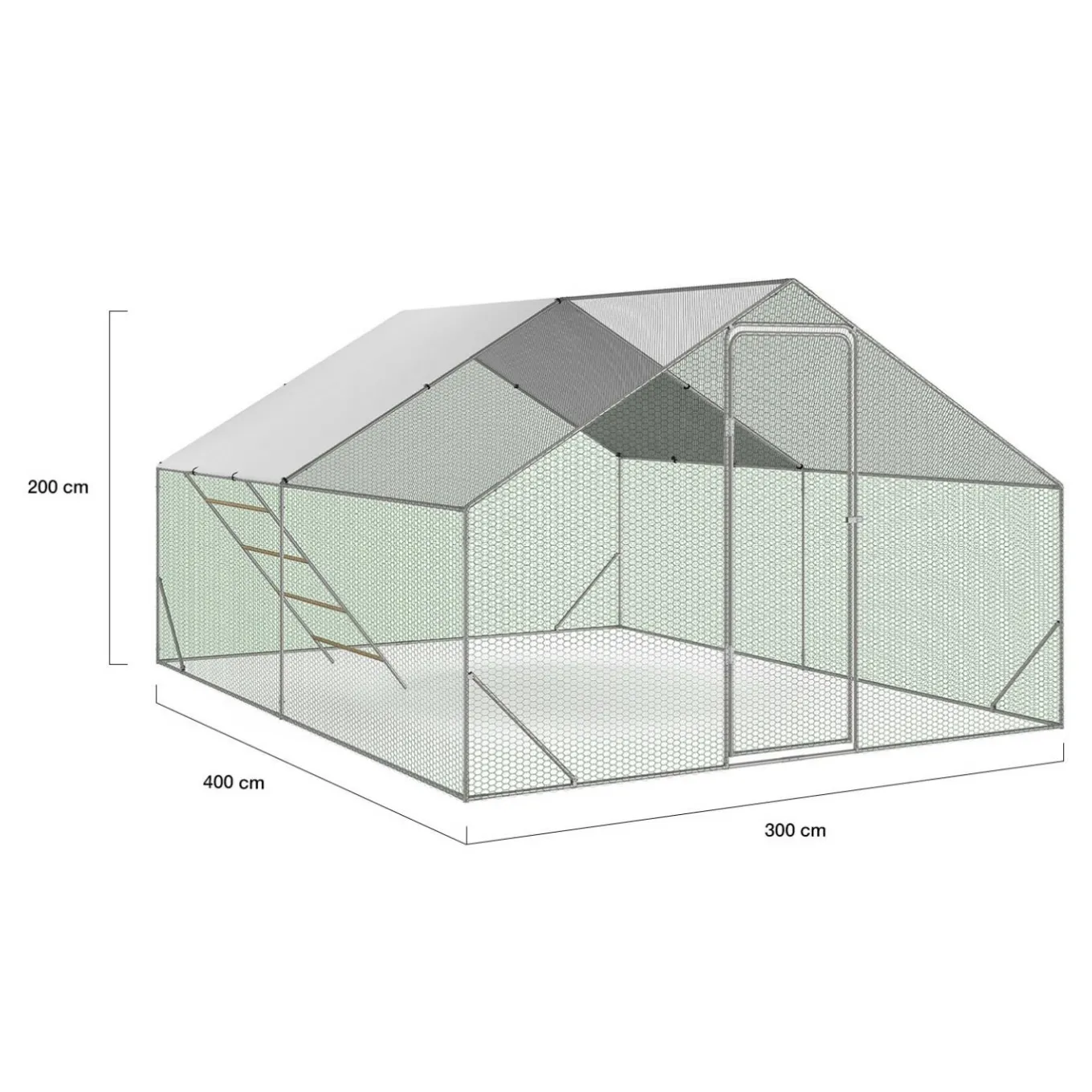 IDMarket Enclos poulailler 12 m² en acier galvanisé avec perchoir* Volières Et Enclos
